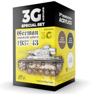 AK Interactive 11645 AFV Series: German Standard 1937-1943 3G Acrylic Paint Set (3 Colors) 17ml Bottles