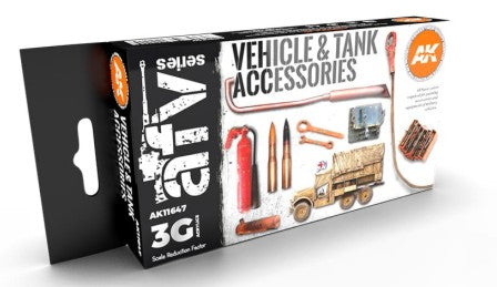 AK Interactive 11647 AFV Series: Vehicle & Tank Accessories 3G Acrylic Paint Set (6 Colors) 17ml Bottles (D)