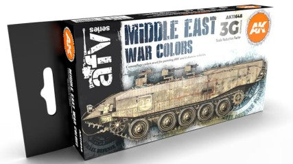 AK Interactive 11648 AFV Series: Middle East War Camouflage 3G Acrylic Paint Set (6 Colors) 17ml Bottles (D)