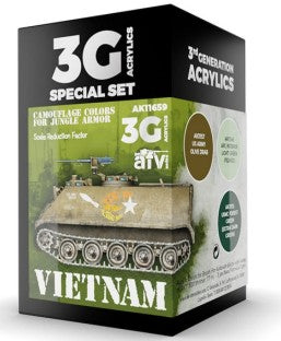 AK Interactive 11659 AFV Series: Vietnam 3G Acrylic Paint Set (3 Colors) 17ml Bottles