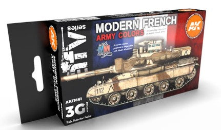 AK Interactive 11661 AFV Series: Modern French Army AFV Camouflage 3G Acrylic Paint Set (6 Colors) 17ml Bottles (D)
