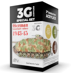 AK Interactive 11664 AFV Series: German Standard 1943-45 3G Acrylic Paint Set (3 Colors) 17ml Bottles