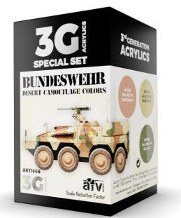 AK Interactive 11666 AFV Series: Bundeswehr Desert Camouflage 3G Acrylic Paint Set (3 Colors) 17ml Bottles (D)