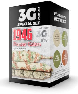 AK Interactive 11669 AFV Series: 1946 Panzer 3G Acrylic Paint Set (4 Colors) 17ml Bottles