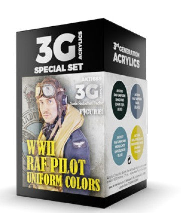 AK Interactive 11689 Figure Series: WWII RAF Pilot Uniforms 3G Acrylic Paint Set (4 Colors) 17ml Bottles