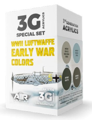 AK Interactive 11716 Air Series: WWII Luftwaffe Early War Aircraft 3G Acrylic Paint Set (4 Colors) 17ml Bottles