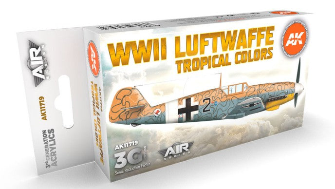 AK Interactive 11719 Air Series: WWII Luftwaffe Tropical Aircraft 3G Acrylic Paint Set (6 Colors) 17ml Bottles