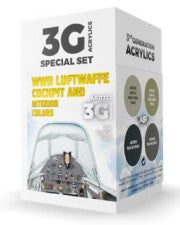 AK Interactive 11722 Air Series: WWII Luftwaffe Cockpit & Interior 3G Acrylic Paint Set (4 Colors) 17ml Bottles