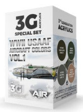 AK Interactive 11732 Air Series: WWII USAAF Aircraft Vol.1 3G Acrylic Paint Set (4 Colors) 17ml Bottles