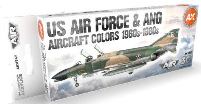 AK Interactive 11747 Air Series: US Air Force & ANG Aircraft 1960s-1980s 3G Acrylic Paint Set (8 Colors) 17ml Bottles