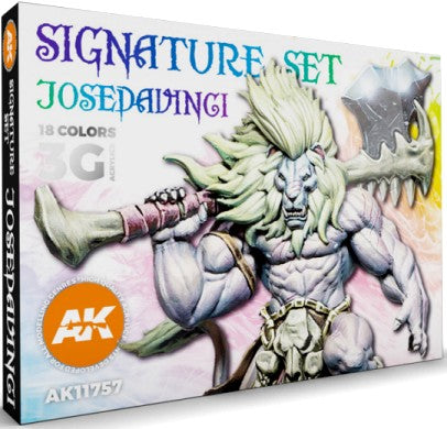 AK Interactive 11757 Jose Davinci Signature 3G Acrylic Paint Set (18 Colors) 17ml Bottles