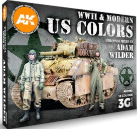 AK Interactive 11763 WWII & Modern US Colors 3G Acrylic Paint Set (18 Colors) 17ml Bottles