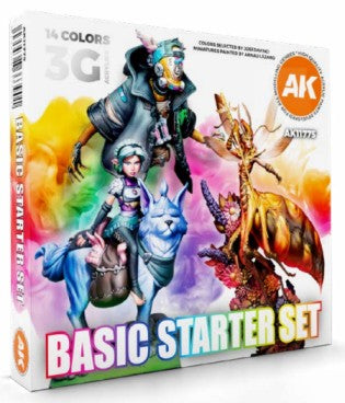 AK Interactive 11775 Basic Starter 3G Acrylic Paint Set (14 Colors) 17ml Bottles