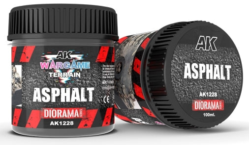 AK Interactive 1228 Wargame Terrain: Asphalt Texture Acrylic 100ml Bottle