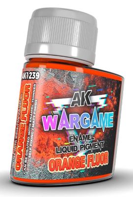 AK Interactive 1239 Wargame: Orange Fluorescent Liquid Pigment Enamel 35ml Bottle