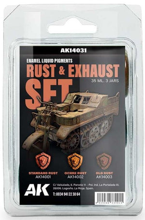 AK Interactive 14031 Rust & Exhaust Liquid Pigment Enamel Set (14001, 14002, 14003)