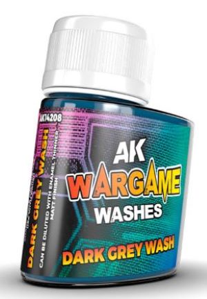 AK Interactive 14208 Wargame: Dark Grey Wash Enamel 35ml Bottle