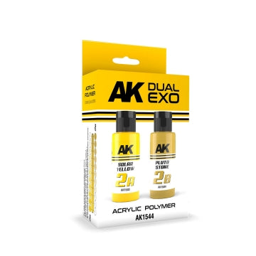 AK Interactive 1544 Dual Exo: Solar Yellow & Pluto Stone Acrylic Paint Set 60ml Bottles