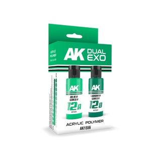 AK Interactive 1556 Dual Exo: Alien Green & Viridian Green Acrylic Paint Set 60ml Bottles