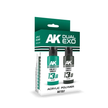 AK Interactive 1557 Dual Exo: Galaxy Green & Chaos Green Acrylic Paint Set 60ml Bottles