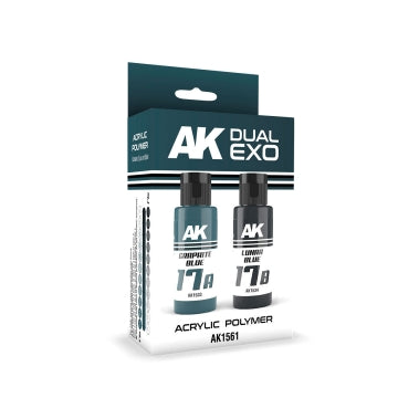 AK Interactive 1561 Dual Exo: Graphite Blue & Lunar Blue Acrylic Paint Set 60ml Bottles