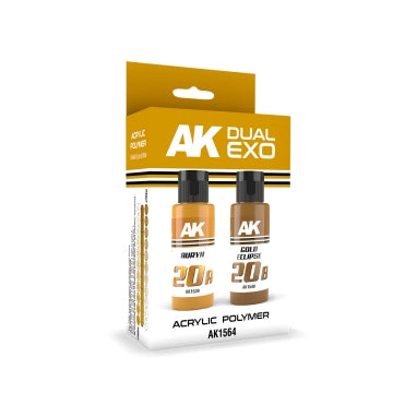 AK Interactive 1564 Dual Exo: Auryn & Gold Eclipse Acrylic Paint Set 60ml Bottles