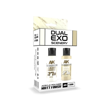 AK Interactive 1586 Dual Exo Scenery: Light Marble & Dark Marble Acrylic Paint Set 60ml Bottles