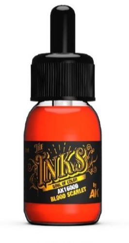 AK Interactive 16009 Inks: Blood Scarlet Acrylic 30ml Bottle