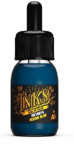 AK Interactive 16014 Inks: Ocean Blue Acrylic 30ml Bottle