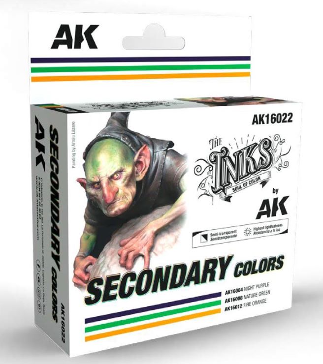 AK Interactive 16022 Inks: Secondary Colors Acrylic Set (3 Colors) 30ml Bottles