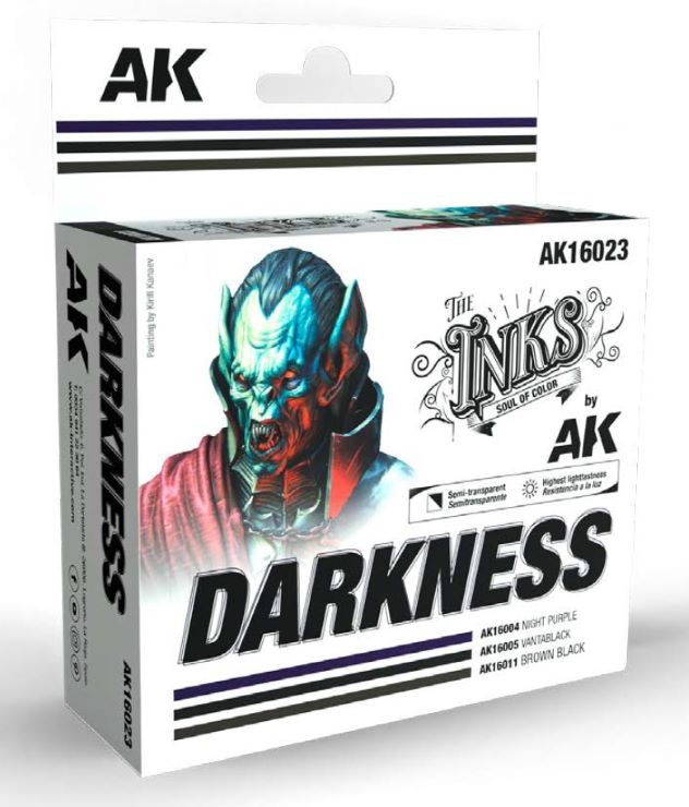 AK Interactive 16023 Inks: Darkness Acrylic Set (3 Colors) 30ml Bottles