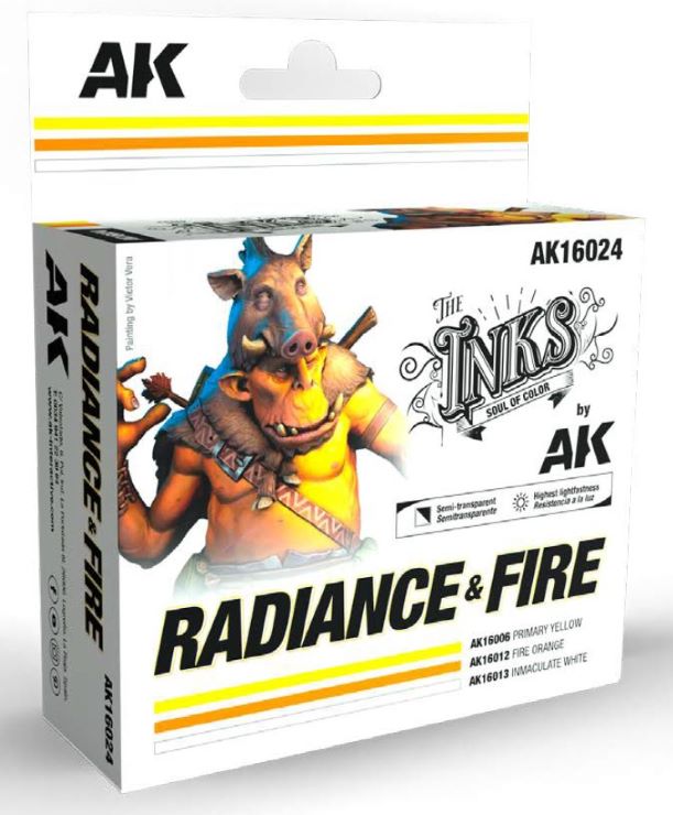 AK Interactive 16024 Inks: Radiance & Fire Acrylic Set (3 Colors) 30ml Bottles