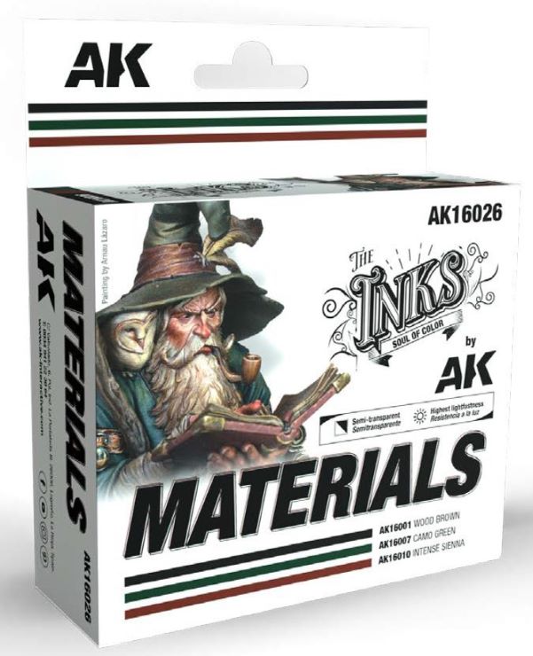 AK Interactive 16026 Inks: Materials Acrylic Set (3 Colors) 30ml Bottles