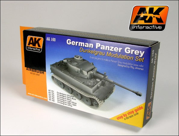 AK Interactive 160 German Panzer Grey Modulation Acrylic Paint Set (6 Colors) 17ml Bottles