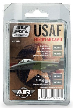AK Interactive 2130 Air Series: USAF European Camo Acrylic Paint Set (4 Colors) 17ml Bottles (D)