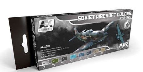 AK Interactive 2240 Air Series: Soviet Aircraft 1941-1945 Acrylic Paint Set (8 Colors) 17ml Bottles (D)