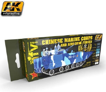 AK Interactive 4250 AFV Series: Chinese Marine Corps & Airborne Forces Acrylic Paint Set (8 Colors) 17ml Bottles (D)