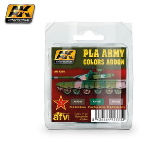 AK Interactive 4260 AFV Series: PLA Army Colors Add-on Acrylic Paint Set (3 Colors) 17ml Bottles (D)