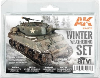 AK Interactive 4270 AFV Series: Winter Weathering Acrylic/Enamel Paint Set (14, 88, 751, 8088)