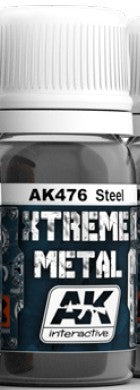 AK Interactive 476 Xtreme Metal: Steel Metallic Paint 30ml Bottle