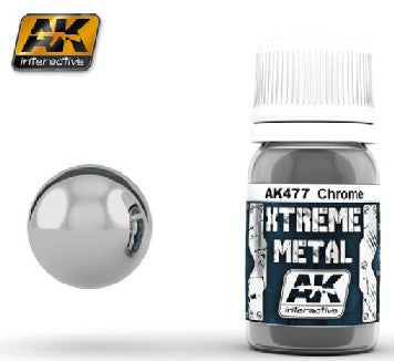 AK Interactive 477 Xtreme Metal: Chrome Metallic Paint 30ml Bottle