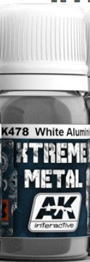 AK Interactive 478 Xtreme Metal: White Aluminum Metallic Paint 30ml Bottle
