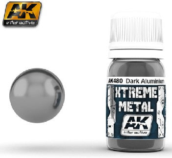 AK Interactive 480 Xtreme Metal: Dark Aluminum Metallic Paint 30ml Bottle
