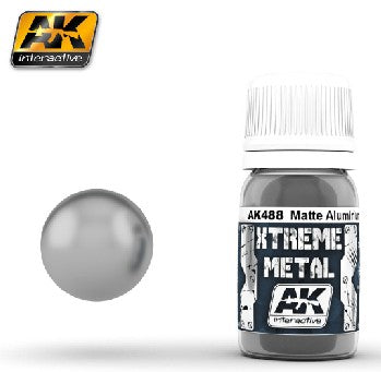 AK Interactive 488 Xtreme Metal: Matte Aluminum Metallic Paint 30ml Bottle
