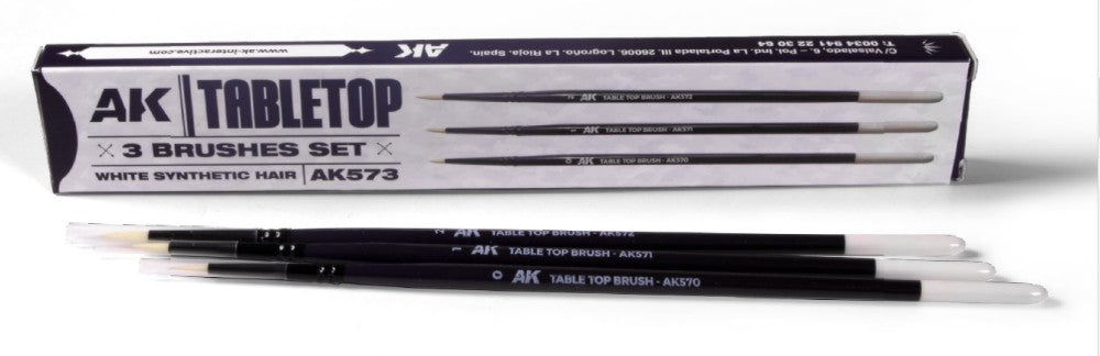 AK Interactive 573 Tabletop 3 Brushes Set: 0,1,2