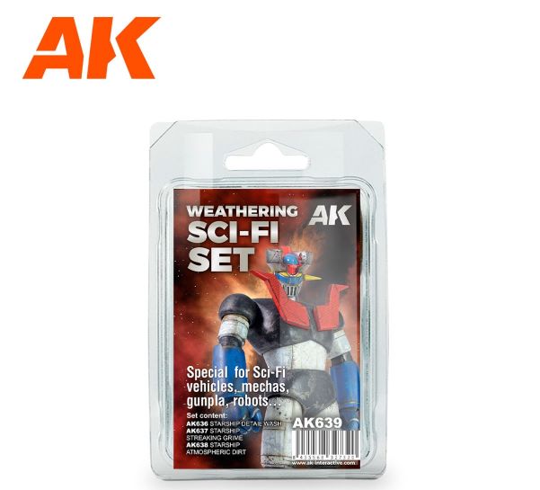 AK Interactive 639 Weathering Sci-Fi Enamel Paint Set (636,637,638)