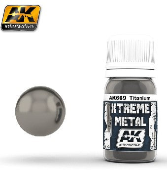 AK Interactive 669 Xtreme Metal: Titanium Metallic Paint 30ml Bottle