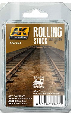 AK Interactive 7023 Train Series: Rolling Stock Weathering Paint Set (3 Colors) 35ml Bottles