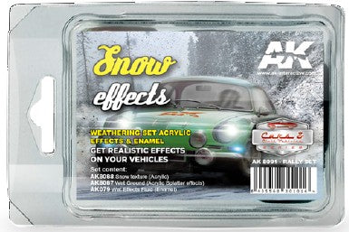 AK Interactive 8091 Cars & Civil Vehicle Series: Snow Effects Weathering Acrylic/Enamel Paint Set (79, 8087, 8088)