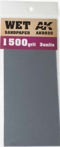 AK Interactive 9035 Wet Sandpaper Sheets 1500 Grit (3)